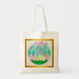 Tote Bag Chasse aux œufs de Pâques mignonne et papillons co