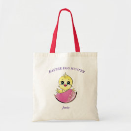 Tote Bag Chasse aux oeufs de poussin de Pâques personnalisé