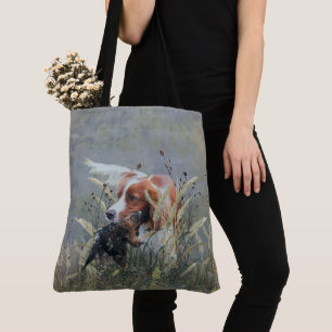 Tote Bag Chasse avec Epagneul Breton