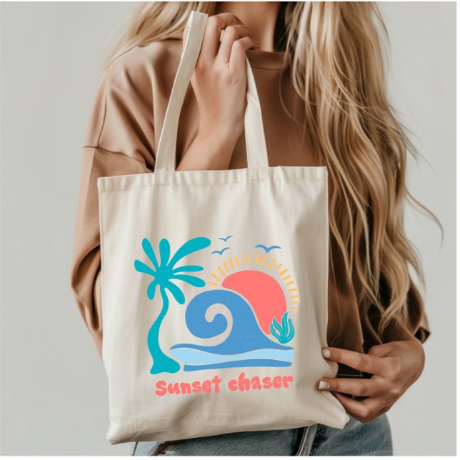 Tote Bag Chasseur de coucher de soleil Retro Boho (Créateur téléchargé)