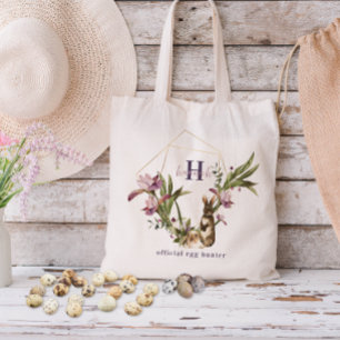 Tote Bag Chasseur officiel d'oeufs   Treat Floral Bunny Mon