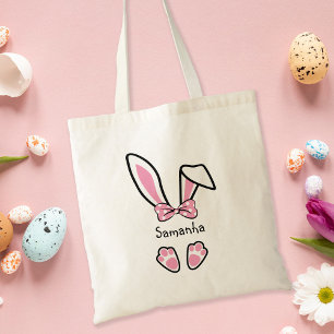 Tote Bag Chasseur rose lapin de Pâques mignon
