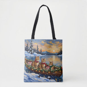 Tote Bag Chat abyssin Noël Bateau Vacances