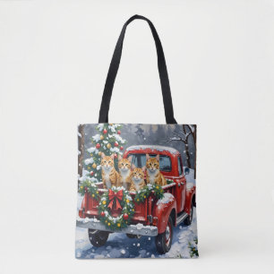 Tote Bag Chat angora turc camion rouge Noël vacances