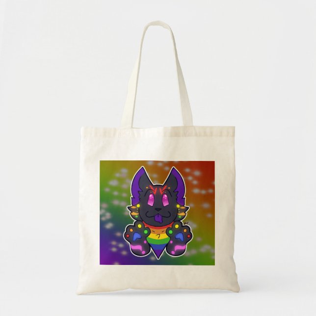 Tote Bag Chat arc-en-ciel (Devant)
