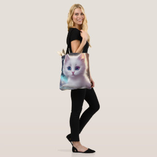 Tote Bag Chat blanc bouffé d'Imaginaire
