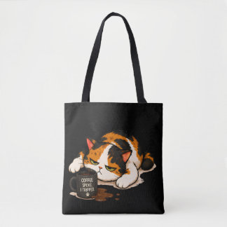 Tote Bag Chat Calico Grincheux - Café parlé