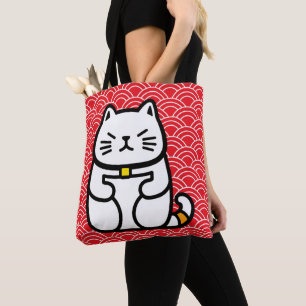 Tote Bag Chat chanceux japonais ou Maneki-Neko