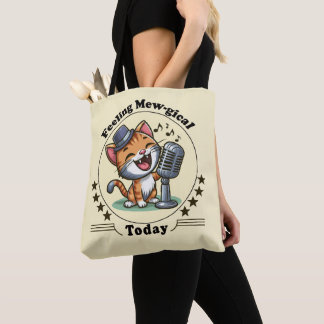 Tote Bag chat chanteur drôle