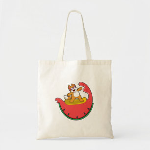 Tote Bag Chat comme surfer avec Watermelon