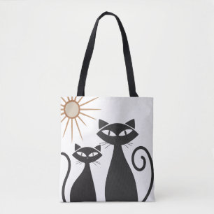 Tote Bag Chat cool Rétro Ère Atomique Moderne du Milieu du
