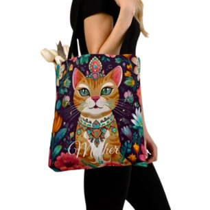 Tote Bag Chat Couronné Bijou