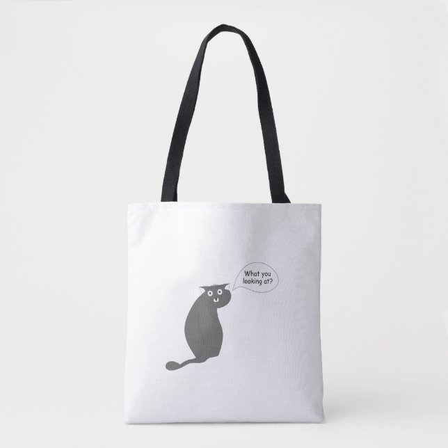 Tote Bag chat curieux (Devant)