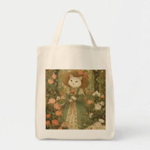 Chat - Dame victorienne aux chats et aux roses