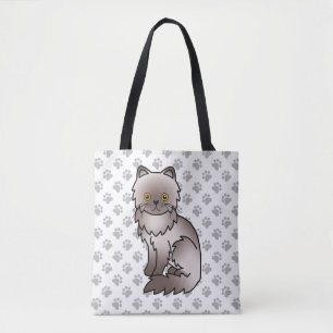 Tote Bag Chat de dessin animé mignon persan lilas & pattes