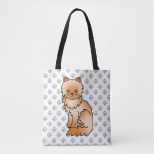 Tote Bag Chat de dessin animé mignon persan rouge & pattes