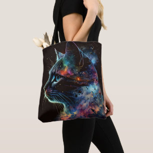 TOTE BAG CHAT DE GALAXIE FONCÉE IMPRESSIONNISTE AVEC ÉTOILE
