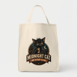 Tote Bag Chat de minuit Club Sans sommeil Café chat noir vi