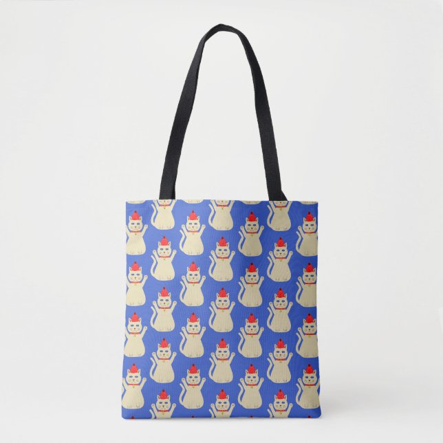 Tote Bag Chat de Noël mignon double côté impression (Devant)