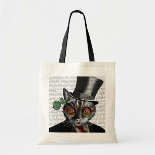 Tote Bag Chat de Steampunk - casquette supérieur et verres