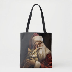 Tote Bag Chat du Bengale avec Noël du Père Noël