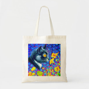 Tote Bag Chat en fleurs