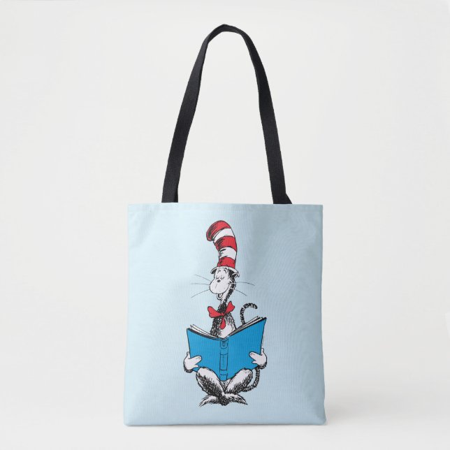 Tote Bag Chat en lecture Casquette (Devant)
