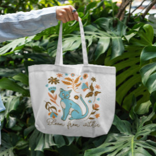 Tote Bag Chat Et Fleurs