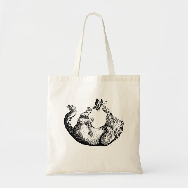 Tote Bag Chat et papillon (Devant)