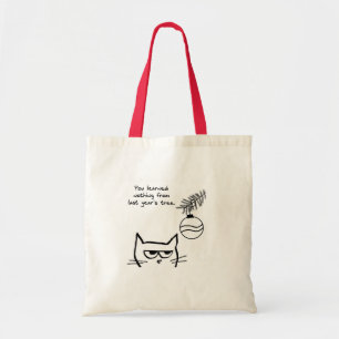 Tote Bag Chat fâché et l'arbre de Noël