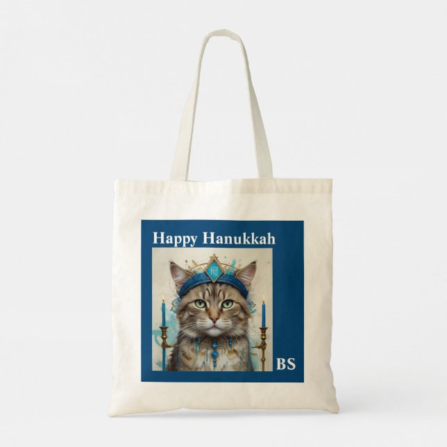 Tote Bag Chat Festif dans hanoukka joueuse déguisement (Dos)