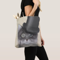 Chat gris avec chapeau supérieur
