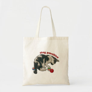 Tote Bag Chat Jouant avec des BILLES, Restez Pawsitifs, Jeu