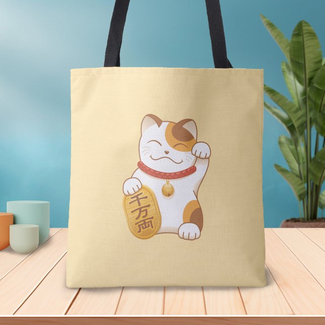 Tote Bag Chat Lucky Japonais, Maneki Neko Chance Bonne Fort (Créateur téléchargé)
