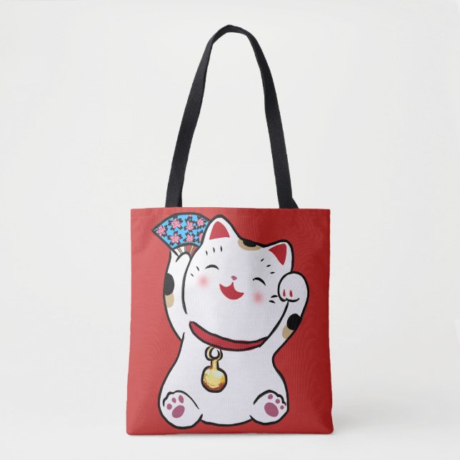 Tote Bag Chat Lucky Maneki Neko Fourre-tout (Devant)