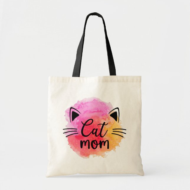 Tote Bag Chat maman coloré mignon visage de chat (Devant)