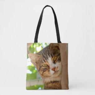 Tote Bag Chat mignon grimpant à un arbre