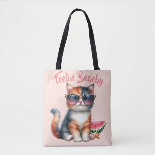 Tote Bag Chat Mignon qui se Sent à la Plage