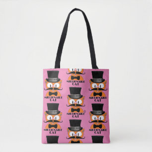 Tote Bag CHAT MILLIONNAIRE Dessin animé Moustache Chat Mign