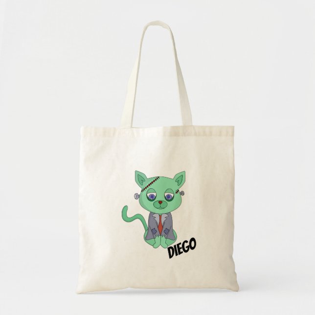 Tote Bag Chat Monster Personnalisé - Ajouter Votre Nom (Devant)