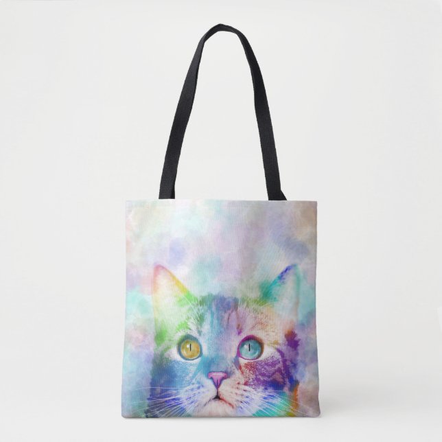 Tote Bag chat multicolore cat 663 (Devant)