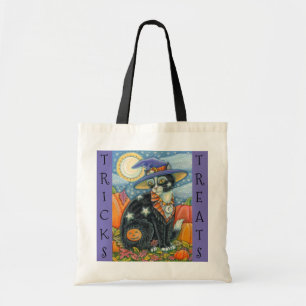 TOTE BAG CHAT NOIR CHAT WITCH & SOURIS HALLOWEEN TRICK OU T