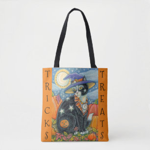 TOTE BAG CHAT NOIR CHAT WITCH & SOURIS HALLOWEEN TRICK OU T