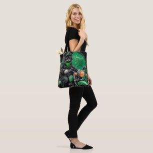 Tote Bag Chat noir conduisant un vélo jour de la Saint-Patr