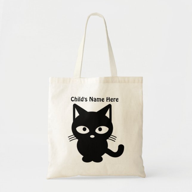 Tote Bag Chat Noir Cute Kitty Halloween Enfant Convivial (Devant)