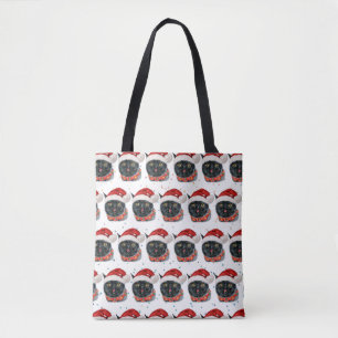 Tote Bag Chat noir de Noël amusant aquarelle