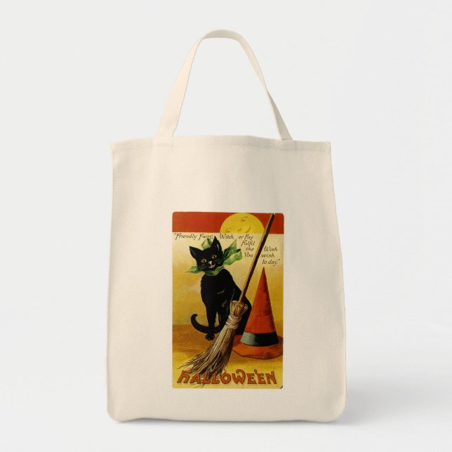 Tote Bag Chat noir d'Halloween (Devant)