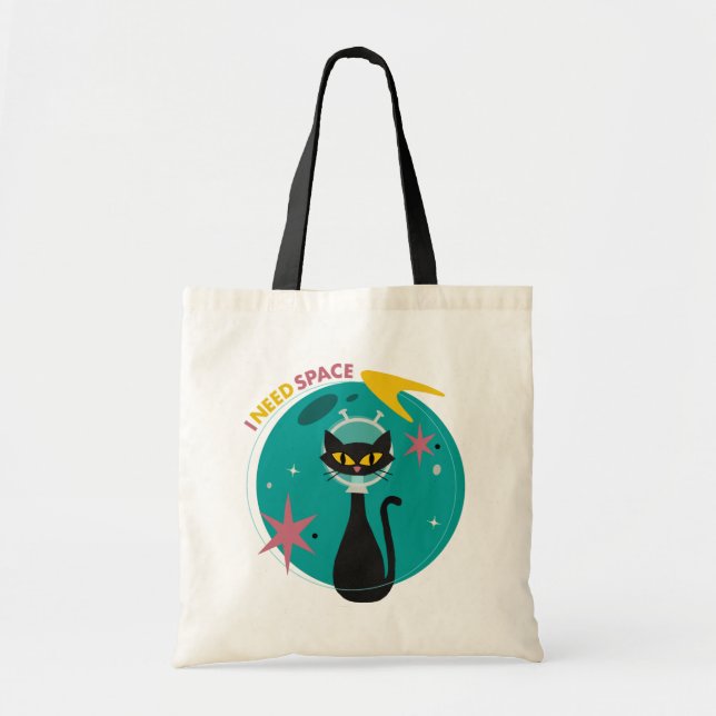 Tote Bag Chat noir du milieu du siècle moderne J'ai besoin  (Devant)