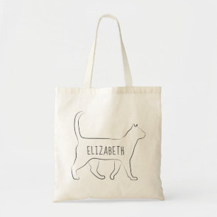 Tote Bag Chat noir élégant Personnalisé avec votre nom F