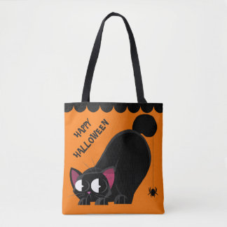 Tote Bag Chat noir et araignée de Halloween